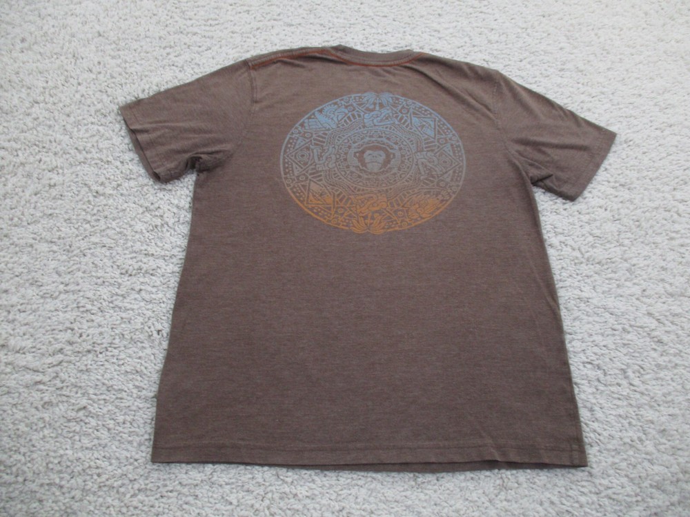 Howler Brothers Shirt Mens Small Brown Bros Cotton Polyester Aztec Mayan Logo