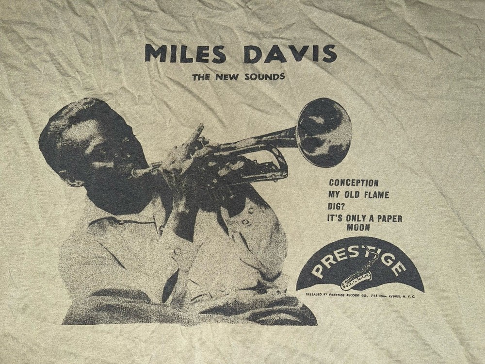 Miles Davis. Prestige New Sounds L.P. Cover Concord T Shirt Green Sz M/L
