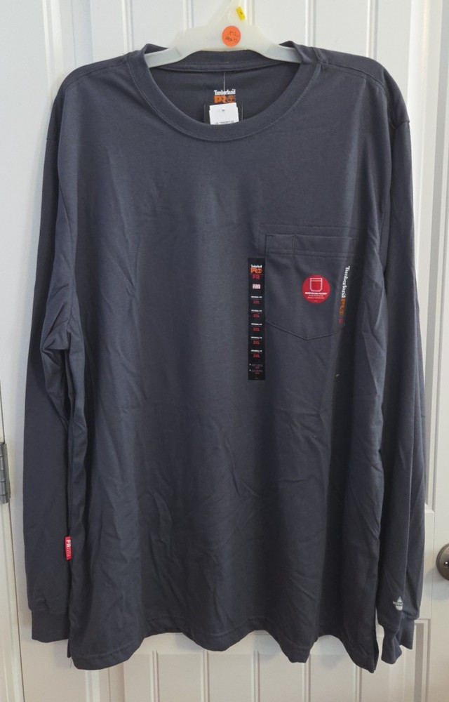 NWT Timberland PRO FR Mens 2XL Gray Long Sleeve T Shirt Flame Resistant Cotton