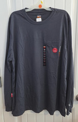 NWT Timberland PRO FR Mens 2XL Gray Long Sleeve T Shirt Flame Resistant Cotton