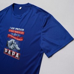 Papa Graphic T Shirt Mens 1XL Blue Fathers Day Dad Gift Fist Bump Tee