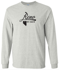 Reno Nevada State T-Shirt Long Sleeve Graphic Tee Unisex apparel Text logo