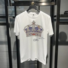 New Fashion Trend Crown Hot Diamonds Rhinestones Summer Luxury Men T-Shirt