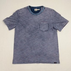Faherty Shirt Mens L Blue Indigo Dyed Red Striped Organic Cotton Pocket T Casual