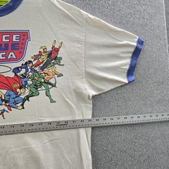 DC Comics Men Shirt XL White Graphic Justice League Ringer Short Sleeve Logo