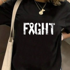 Fight Cancer T-shirt, Lung Cancer Awareness Tee, White Ribbons for Supporters
