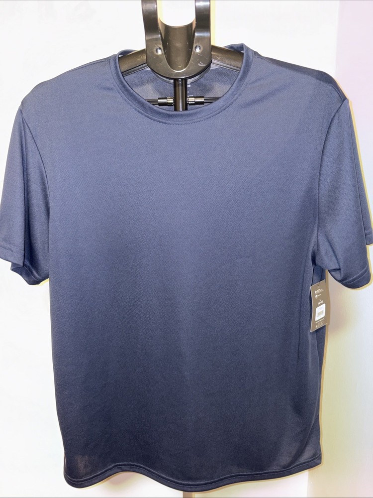 Athletic Works Mens DriWorks Performance T-Shirt Navy Blue Short Sleeve Size L