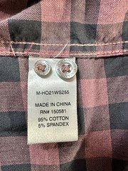 Flag & Anthem Mens XL Red Black Plaid Long Sleeve Button Up Shirt Cotton Stretch