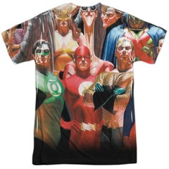 JLA Wall of Heroes Unisex Adult Halloween Costume T Shirt, S-3XL