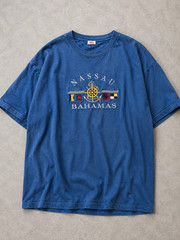 Nassau Bahamas Embroidered T Shirt 3XL Blue Nautical Cruise Resort Tee