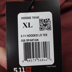 NEW 5.11 Tactical Shirt Mens XL Red Hooded Long Sleeve Hoodie Graphic Logo Tee