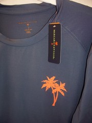 Margaritaville Fishing Swim Shirt Mens XXL Long Sleeve UPF Vintage Indigo Blue