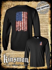Distressed American US Flag Long Sleeve 2-Sided T-Shirt – Patriotic 4th of July