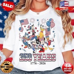 NEW Patriotic Mickey Disney Retro America 250 Years 1776-2026 T-Shirt PD1588