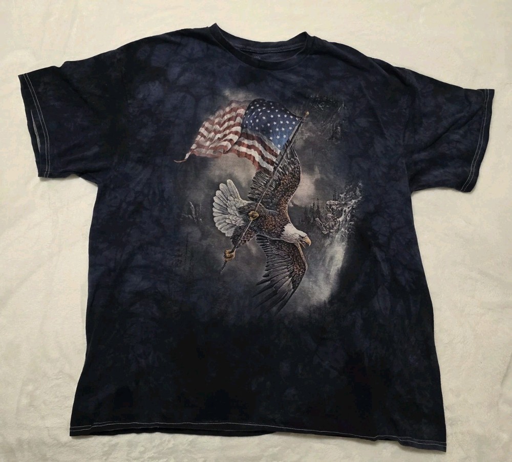The Mountain Men’s American Flag Bald Eagle Tie Dye T-shirt Size XL