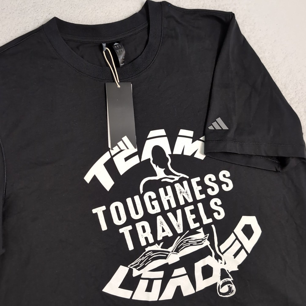 NEW MEN’S ADIDAS Team Toughness Travels TEE SHIRT L Black