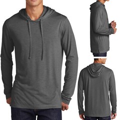 Mens Long Sleeve Tri Blend Hoodie T-Shirt Wicking Tee S, M, L, XL 2XL 3XL 4XL