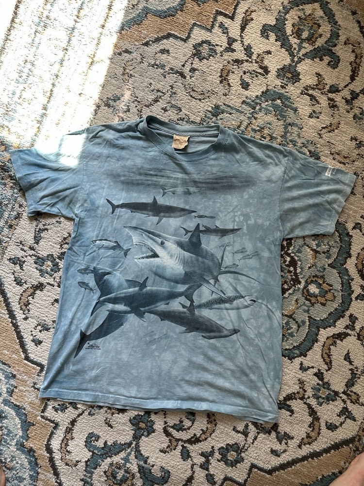Vintage Mountain Great White Shark T Shirt Size Large