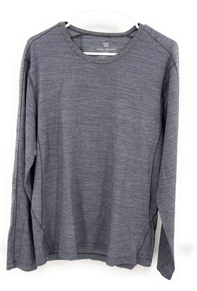 Mack Weldon Mens Gray Long Sleeve Round Neck Athletic T Shirt Size L