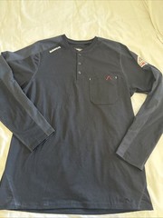 Bulwark Shirt Mens XL Black FR Flame Resistant IQ Henley Long Sleeve Pyro Safe