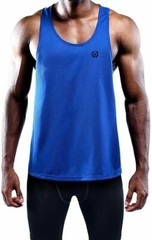 NELEUS ‘Dry Fit Logo Muscle’ Mesh Tank Top Men’s L Gym Workout Exercise Blue NEW