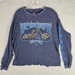 West Coast Choppers Shirt Men Large Jesse James Thermal Graphic Biker Waffle Y2K