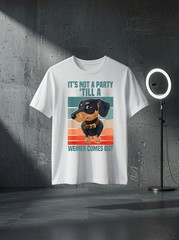 Unisex Funny It’s Not a Party Until a Weiner Comes Out Dachshund Graphic T Shirt
