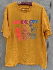Vintage Capital City Shoot Out T Shirt Basketball Neon Graphics Tee Size XL