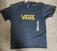 NWT Men’s VANS T Shirt Yellow Logo on Dark Grey Shirt. XXL