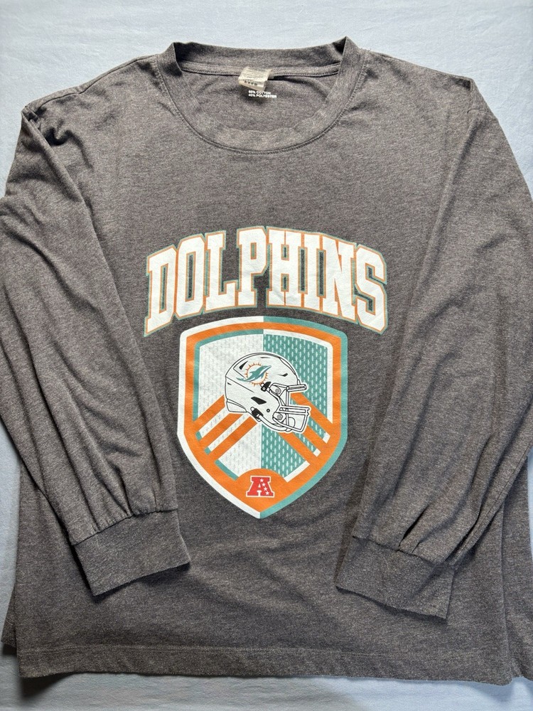 Miami Dolphins Long Sleeve Shirt Large Gray NFL GameDay Couture
