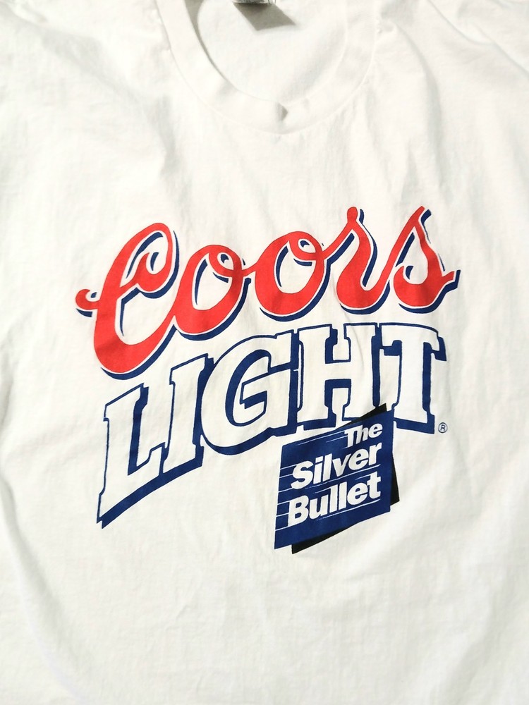 Vintage Coors Light The Silver Bullet White T Shirt Size XL Beer Swag Cotton