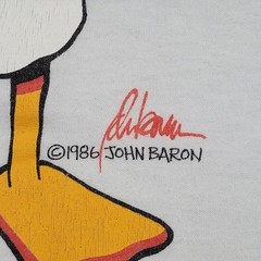 Vintage 1986 Funny Duck Shirt S/M 20×26 White John-Baron Art
