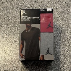 Nike Jordan Crew Neck Undershirt Mens XL Grey Red Cotton Stretch Short Sleeve