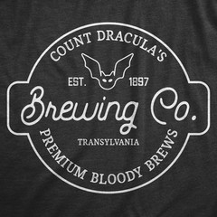 Mens Count Draculas Brewing Co T Shirt Funny Spooky Halloween Vampire Blood Tee