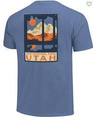 Comfort Colors Men’s Zion National Park T-Shirt M Washed Denim Through The Woods