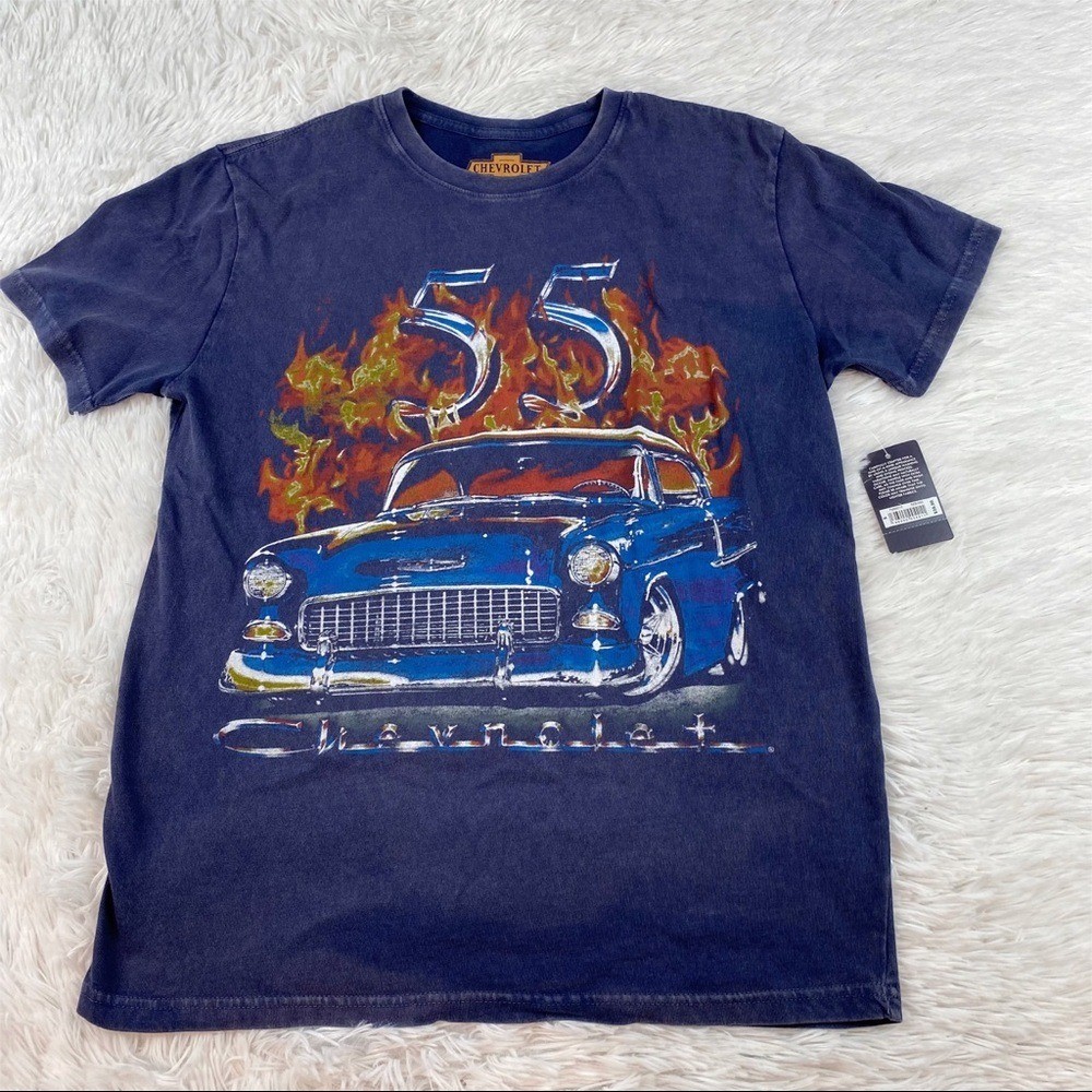 Lucky Brand New Men’s short sleeve crew neck Chevrolet graphic t-shirt blue