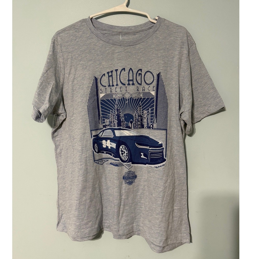 NASCAR Chicago Street Race T-Shirt Men’s L Blue Heather Art Deco Graphic 0850