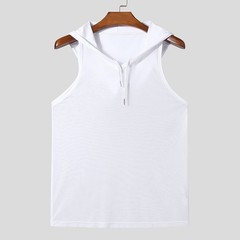 Men Sexy Transparent Hooded Sports Tank Tops Sleeveless T-shirt Fitness Vest Top