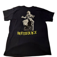 Beetlejuice Unisex Men’s T-Shirt Size Large Black Short Sleeve Two Sided
