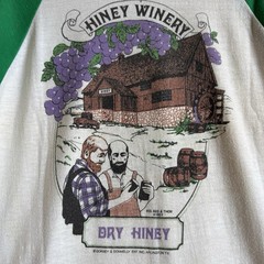 Vintage 80s Hiney Winery Raglan Single Stitch Funny Radio T Shirt USA Sz Medium