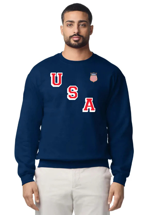 USA Hockey official Team Jersey logo Round Neck SweatShirt – Navy