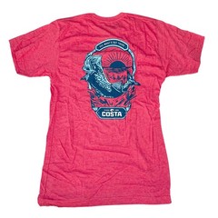 Costa Del Mar T-Shirt Top Men’s Size M Long Sleeve Logo 100% Cotton Red Blue