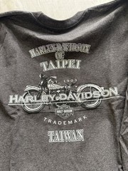 Harley Davidson Long Sleeve Shirt XL Gray Taipei Taiwan Double Sided Graphic Bik