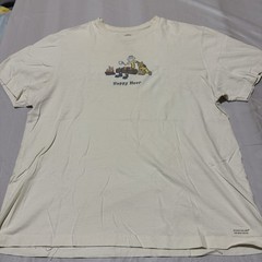 Life Is Good Happy Hour Camping Dog T Shirt Mens XL Cream