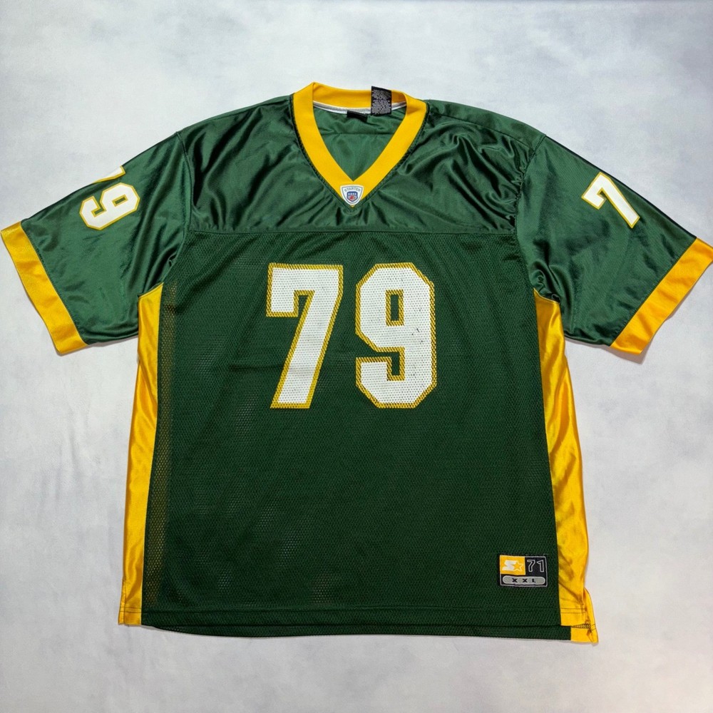 Vintage Starter Football Jersey #79 Size 2XL Green Yellow Mesh XXL Practice Y2K