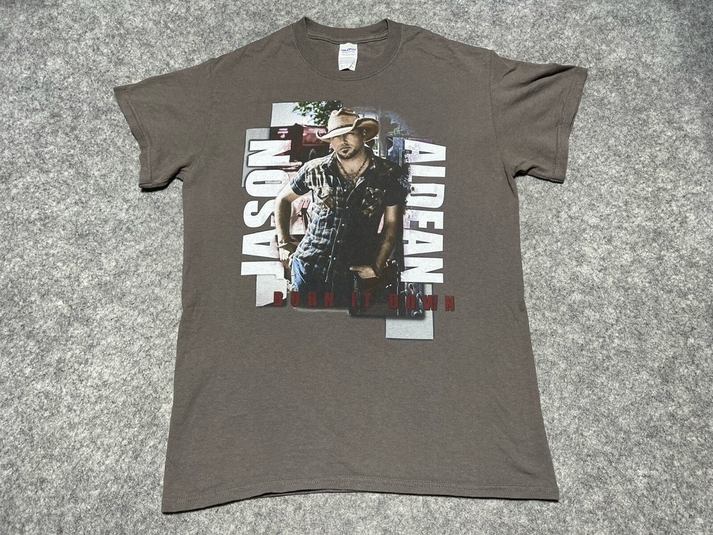 2015 Jason Aldean Gray Small Concert Tour Shirt Country Western Cowboy Rodeo