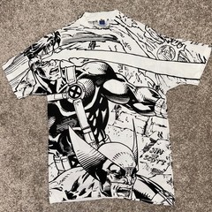 Vintage Marvel X-Men All Over Print Tshirt Wolverine Beast Storm Large Jim Scott