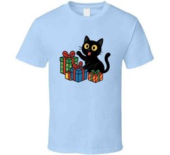 Funny Black Cat Christmas Presents Cartoon Tee Great New Cat Owner Gift T Shirt