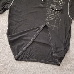 Vertical Sport US7 Men Shirt 5XL Black Graphic Short Sleeve V Neck 1/4 Button *