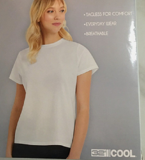 32 Degrees Cool WOMENS Ultra soft Cotton TEE Relaxed Fit 1 ONLY(WHITE LARGE)NWT